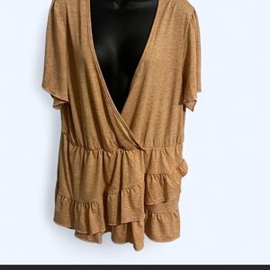 Elegant Tan Women's Layered Blouse